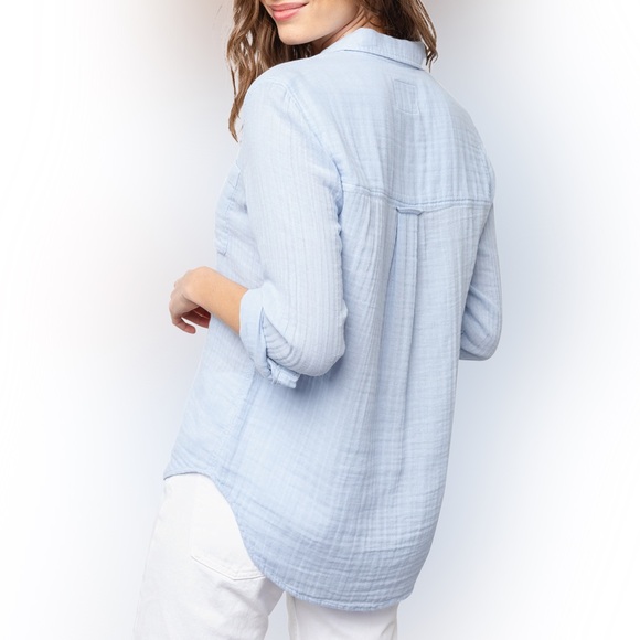 Rails Women’s L Ellis Bluebell Cotton Gauze Long Sleeve Button Up Blouse - Picture 3 of 13